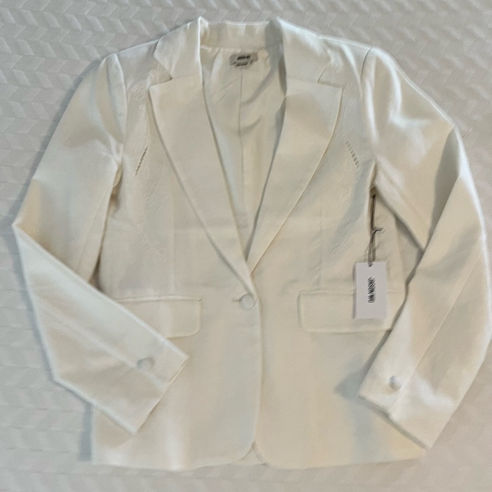 Jason Wu linen blend embroidered blazer jacket. Size Small. NWT. Off white.
